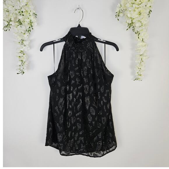 AQUA Black Leopard Print Halter Top Women’s XL Holiday Date Blouse Evening Party - Picture 2 of 10